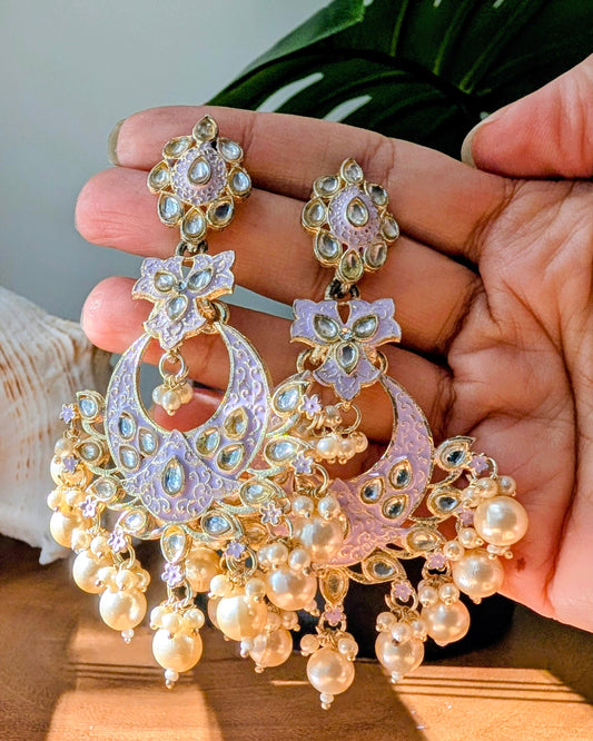 Alisha Kundan Chandbali - Lilac