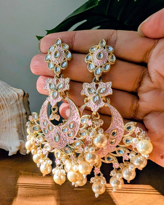 Alisha Kundan Chandbali - Pink