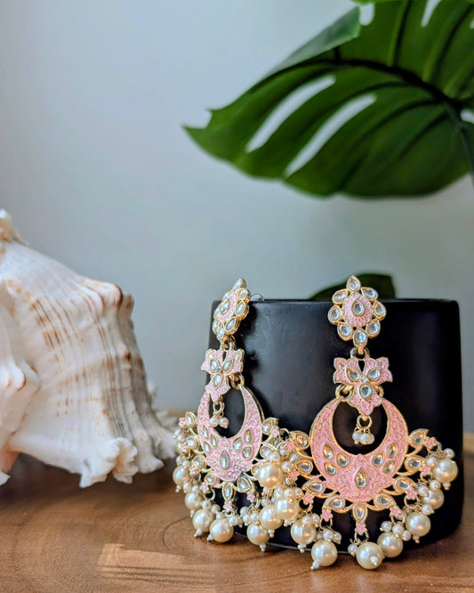 Alisha Kundan Chandbali - Pink