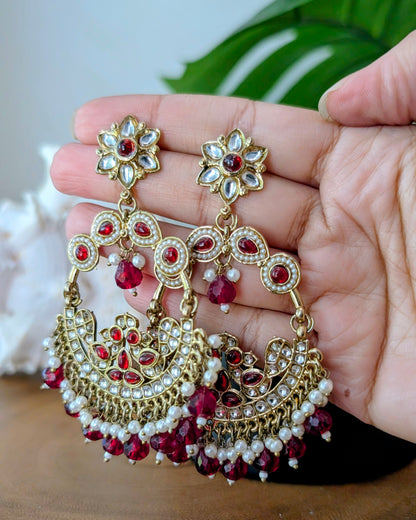 Jaskirat Lightweight Kundan Chandbali - Maroon