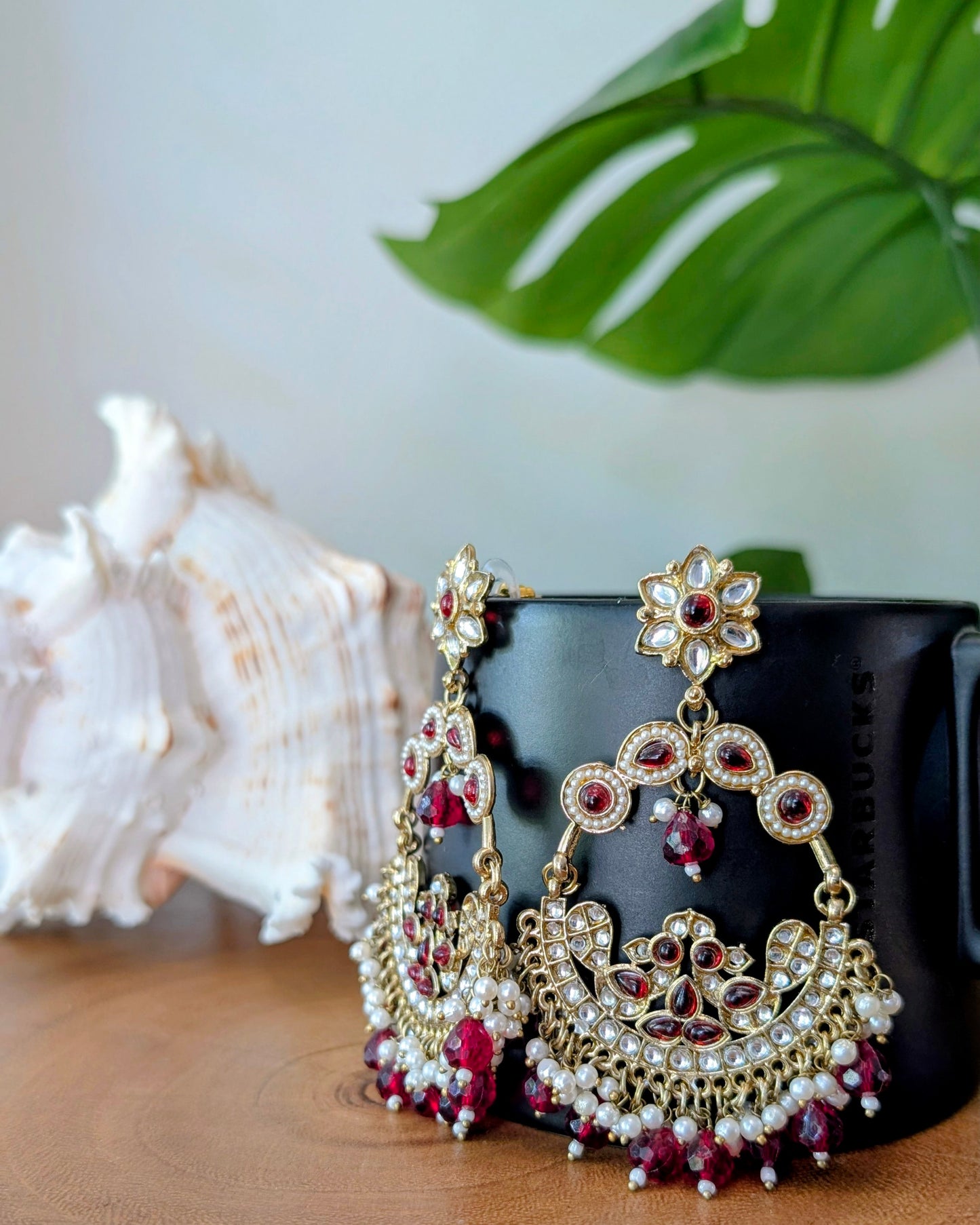 Jaskirat Lightweight Kundan Chandbali - Maroon