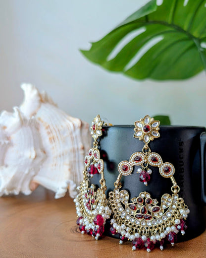 Jaskirat Lightweight Kundan Chandbali - Maroon