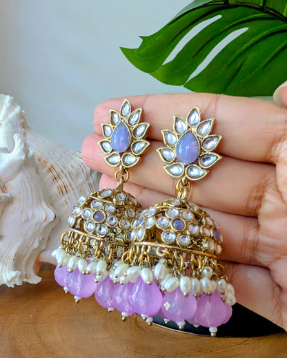 Fareeda Kundan Jhumki - Lavender