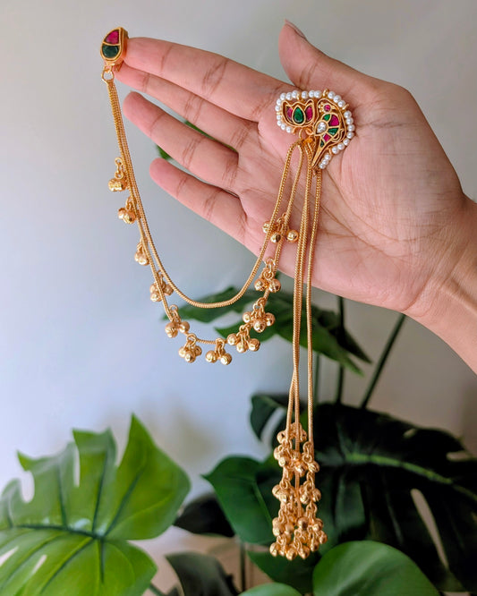 Statement Long Kashmiri Ghungroo Earrings - Multi