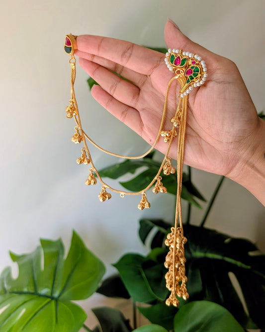 Statement Long Kashmiri Ghungroo Earrings - Multi
