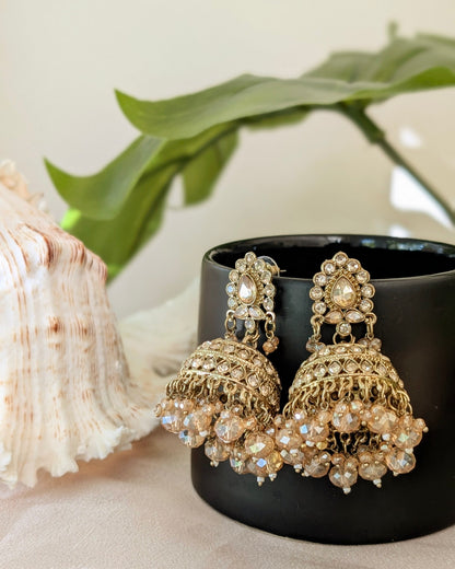 Champagne Gold Premium Polki Jhumka