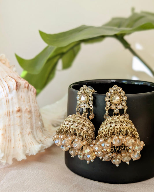 Champagne Gold Premium Polki Jhumka