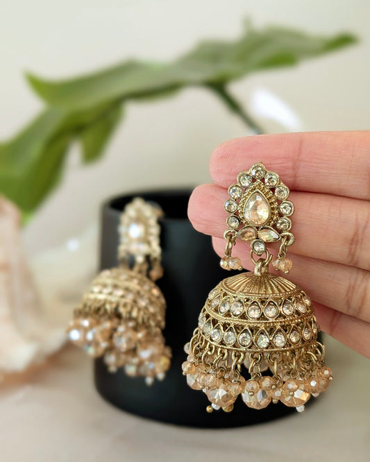 Champagne Gold Premium Polki Jhumka