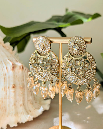 Champagne Gold Premium Polki Chandbali