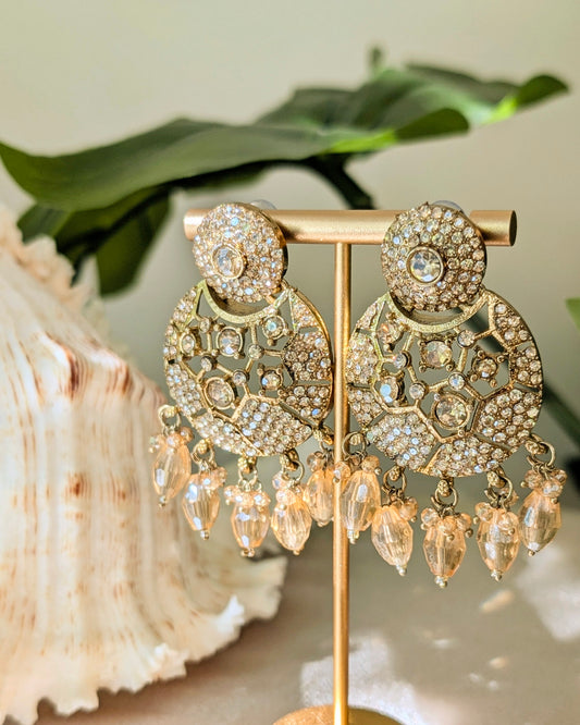 Champagne Gold Premium Polki Chandbali