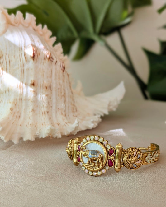 Elephant Design Meenakari Garima Golden Heritage Bracelet