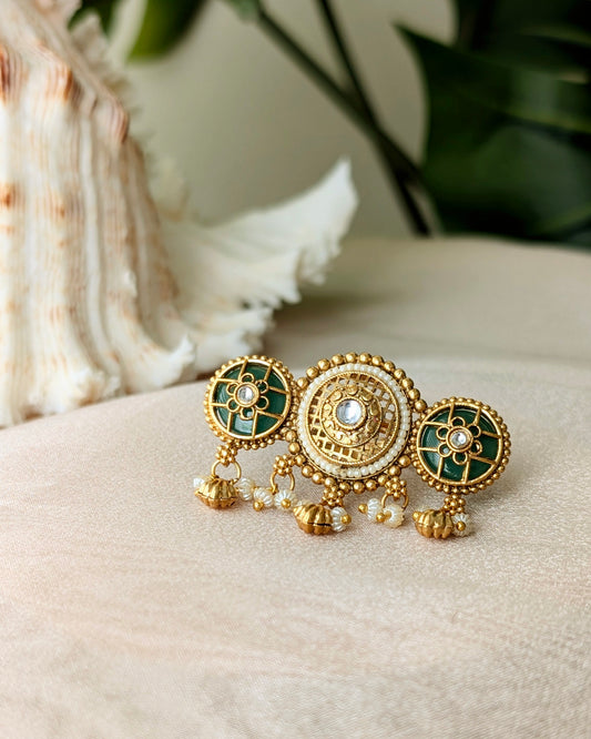Golden White Mimi Heritage Adjustable Ring