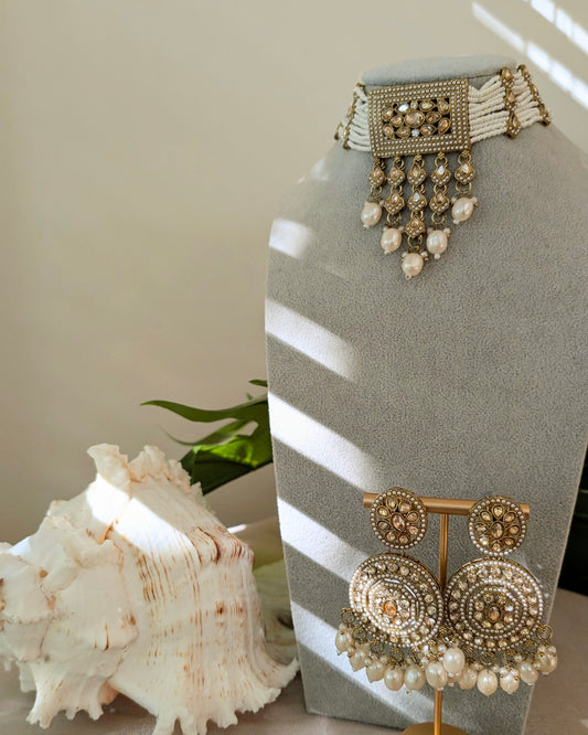 Kaneez Premium Jadau Choker - White