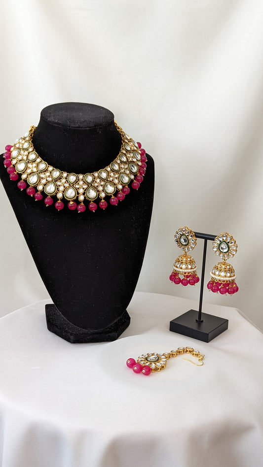 Ridhi Necklace - Dark Pink