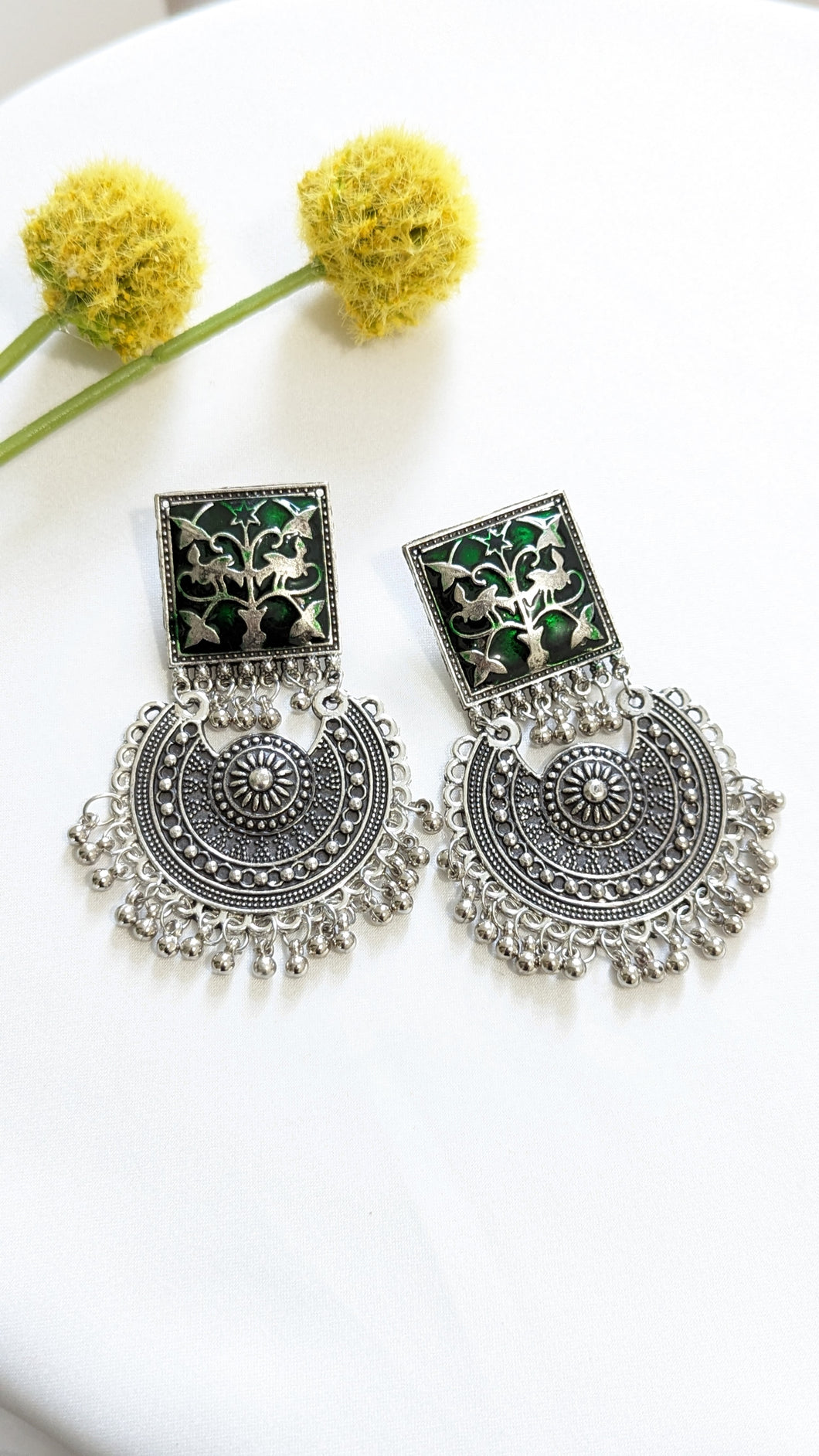 Afghani Earrings - Green