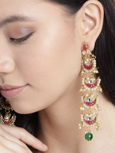 Load image into Gallery viewer, Saira Earrings - Pink &amp; Green
