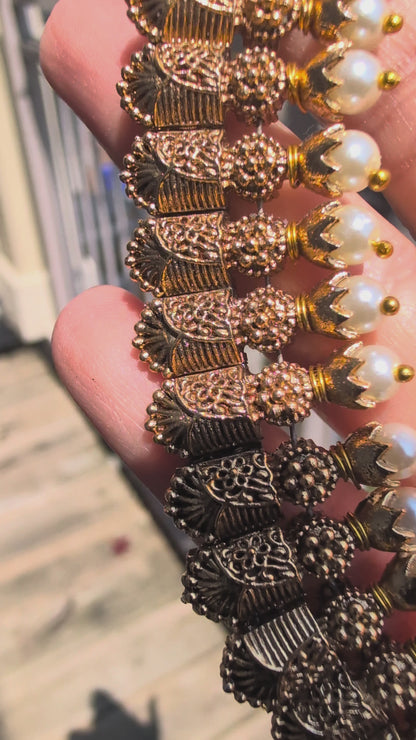 Antique Golden Pearl Choker Necklace