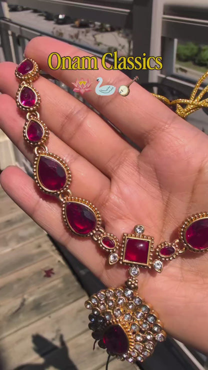 Jyothika Inspired Short Haram Necklace - Ruby