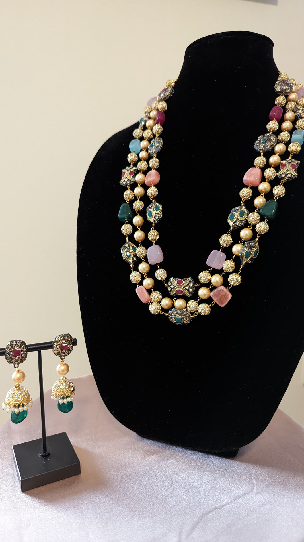 Navya Long Kundan Necklace - Multicolored