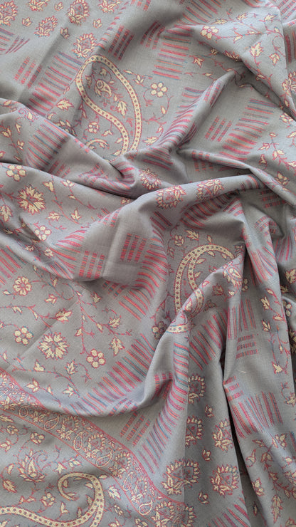 Kani Weave Zari Shawl - Lavender Gray