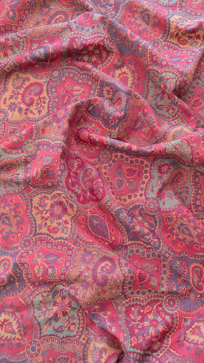 Kani Weave Woolen Shawl - Red