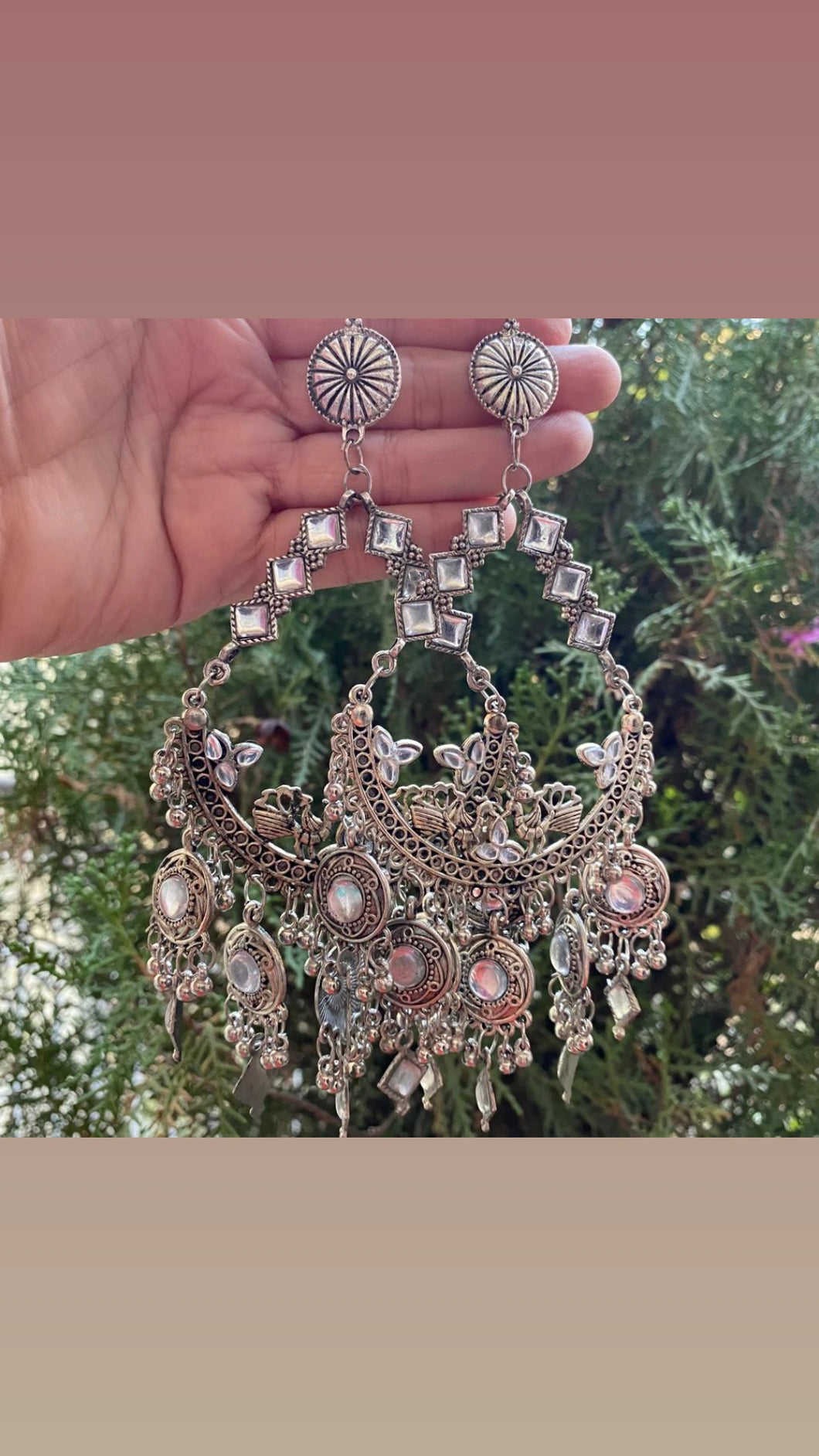 Long Oxidized Silver Earrings
