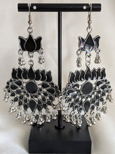 Load image into Gallery viewer, indian earrings, casual earrings, black earrings, oxidized silver jewelry, indian jewelry, jewelry for women, silver earrings
