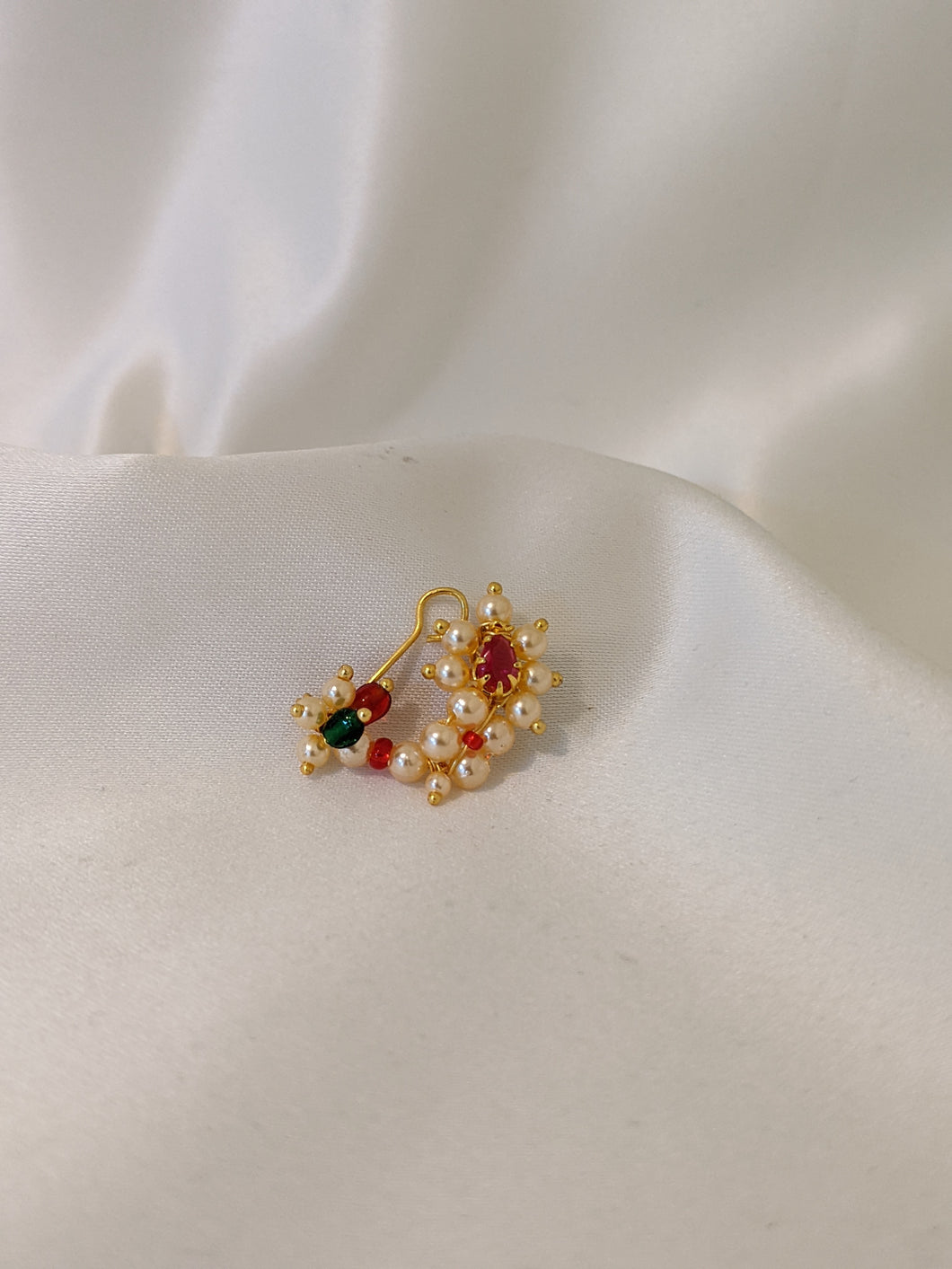 Maharashtrian Nose Stud Indian Non Pierced Nath Ethnic Pearl Nose Ring  Jewelry | eBay