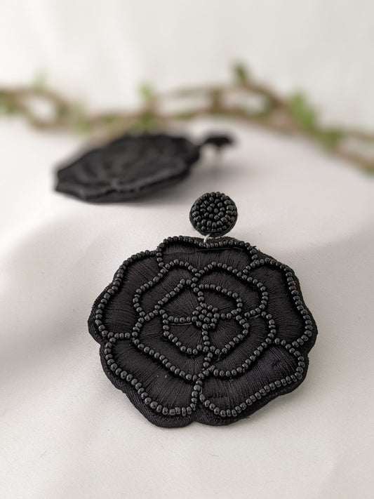 Rose Earrings - Black