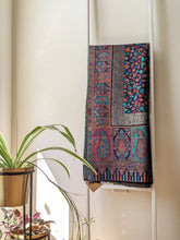 Load image into Gallery viewer, winter shawl, shawl, Kashmiri Shawl, blue shawl, floral print shawl
