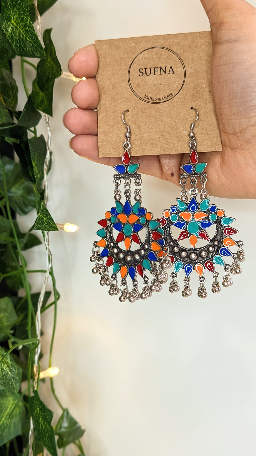 Casual silver hook earrings in multicolor